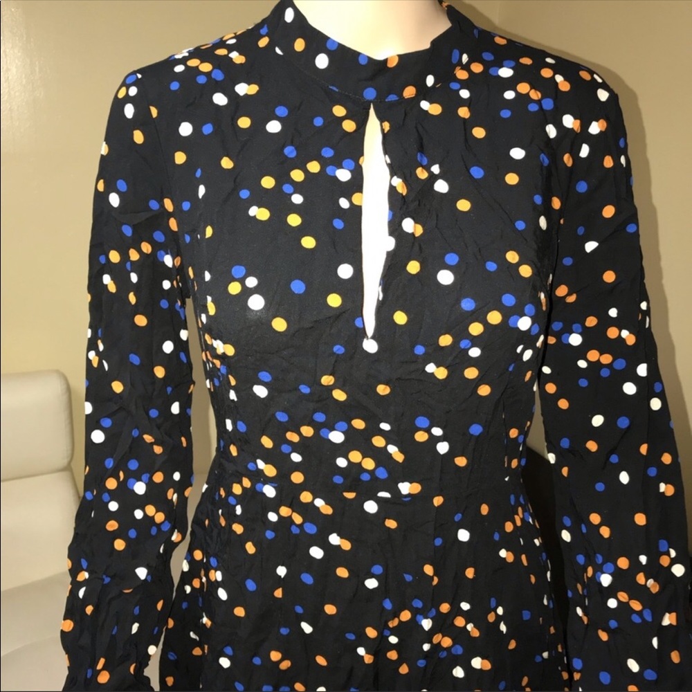 Long sleeve dot print dress - Picture 3 of 6